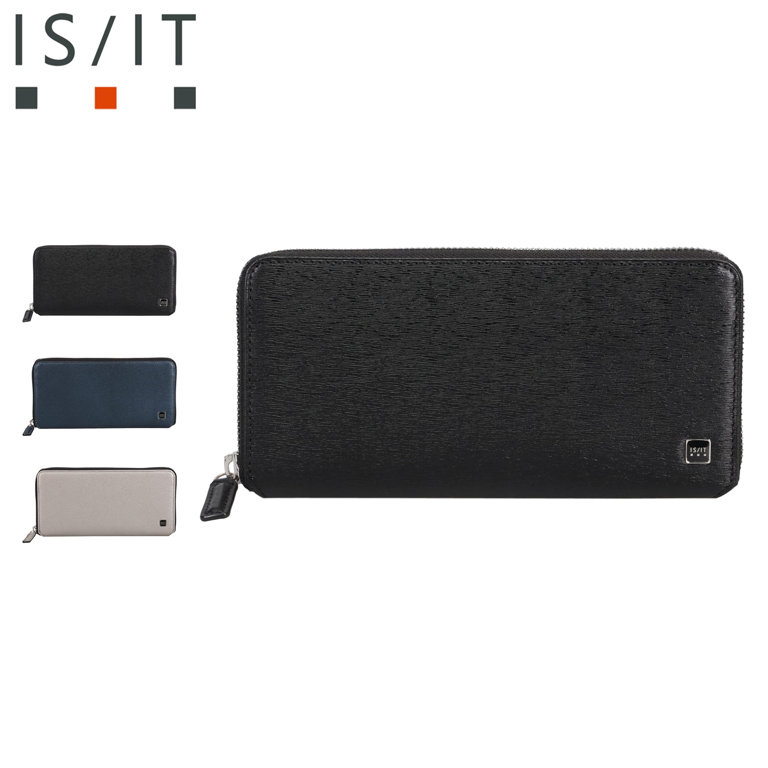 ポリマー 長財布 メンズ レディース ラウンドファスナー 本革 牛革 大容量 ブラック 黒 989607