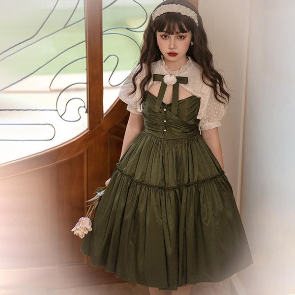 ロリータ 田園の詩 ワンピース Lolita OP 長袖 通販 文化祭 学園祭 コスプレ衣装 ゴスロリ ゴシック メイド コスチューム アニメ オールシーズン ハロウィンコスチューム コスプレ おすす