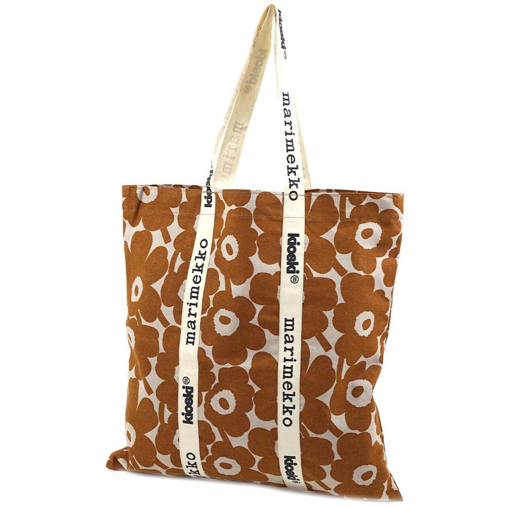 マリメッコ バッグ トートバッグ ロゴ 花柄 ウニッコ コットン ブラウン/ベージュ marimekko 92458-878