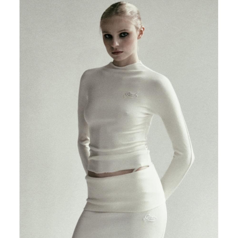 BADBLOOD Beyond Soft Mockneck Long Sleeve Cream w-tee24