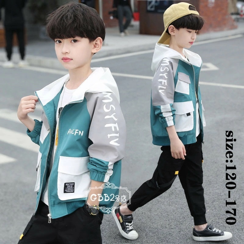 【即納】キッズ アウター ジャケット 男の子 春秋 ロング丈 フード付き 子供服 子供コート 通学 長袖 アウトドア おしゃれ 子ども服 キッズコート お出かけ 可愛い ジュニア服 卒園式/入学式 1