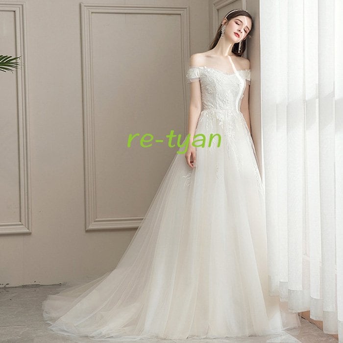 新作ウエディングドレス ロングドレス 二次会 大きいサイズ結婚式 海外挙式 前撮り後撮り トレーン旅行撮影 演奏会ブライダル aライン シンプルビーチフォート