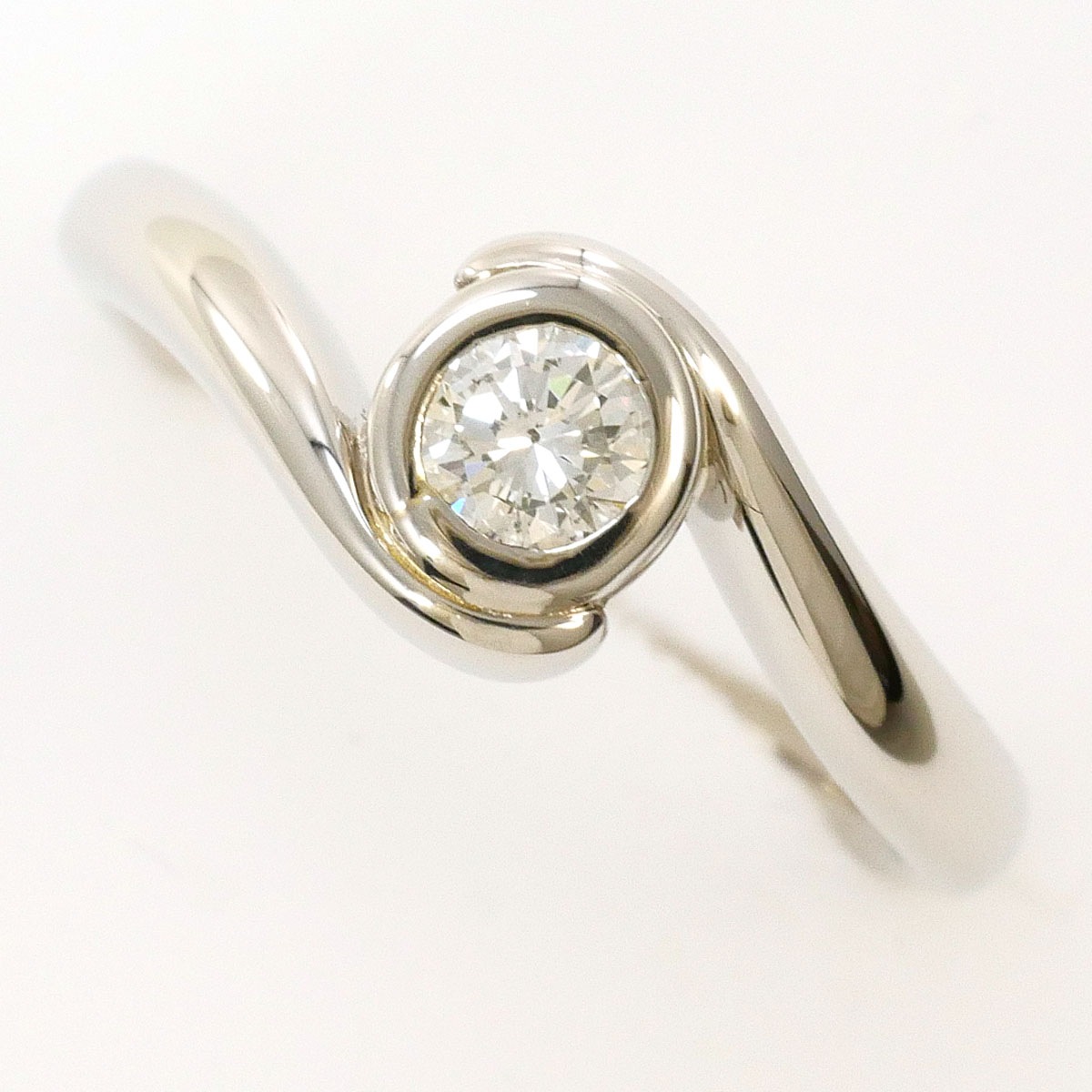 PT900 プラチナ リング・指輪 10号 ダイヤモンド 0.21ct SI1 鑑定書 総重量約6.0g 中古