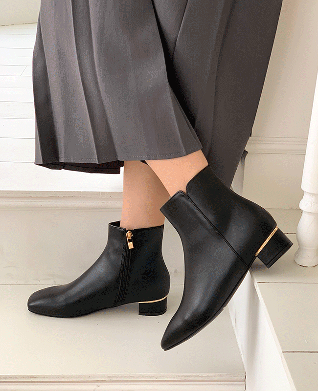 [MILOVANY] 牛革/255までフォーメロ ゴールドチップ アンクルブーツ3cm