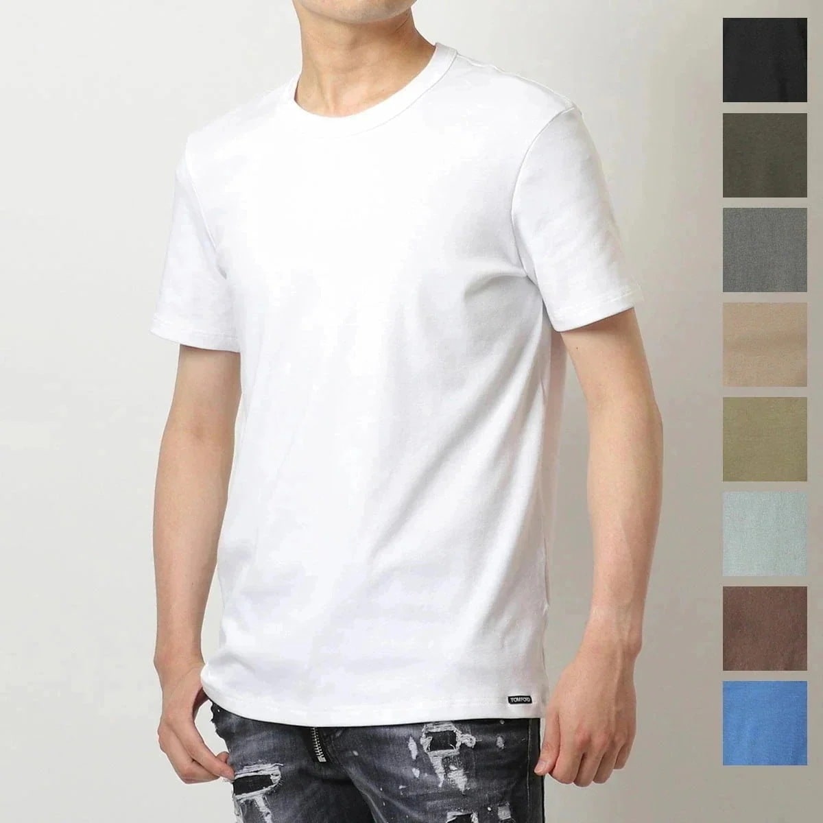 TOM FORD トムフォード Tシャツ T4M08 104 メンズ アンダーウェア コットン クルーネック 半袖 カットソー カラー9色