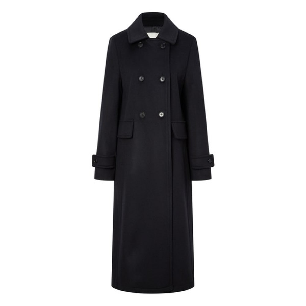 (ヘッジスレディース) 24FW ダブルボタンロングコートネイビー HSCO4D106N2