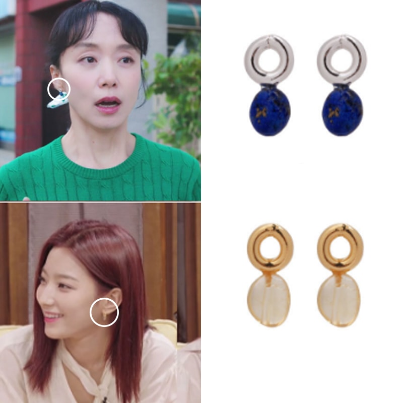 [チョンドヨンfromis_9セロム着用][韓国の人気芸能人着用 ] リリカル原石ピアス 韓国女性アクセサリー 韓国ファッションジュエリー