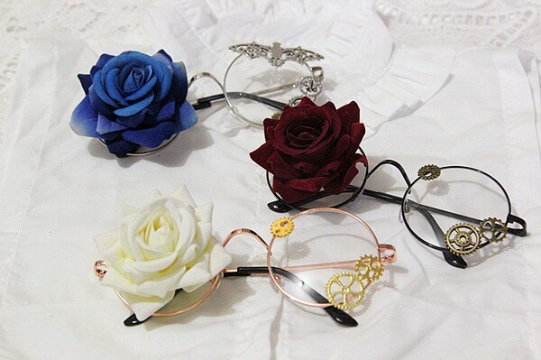 アンティークゴシックローズフラワースチームパンクロリータギアチェーンメガネチェーンロ