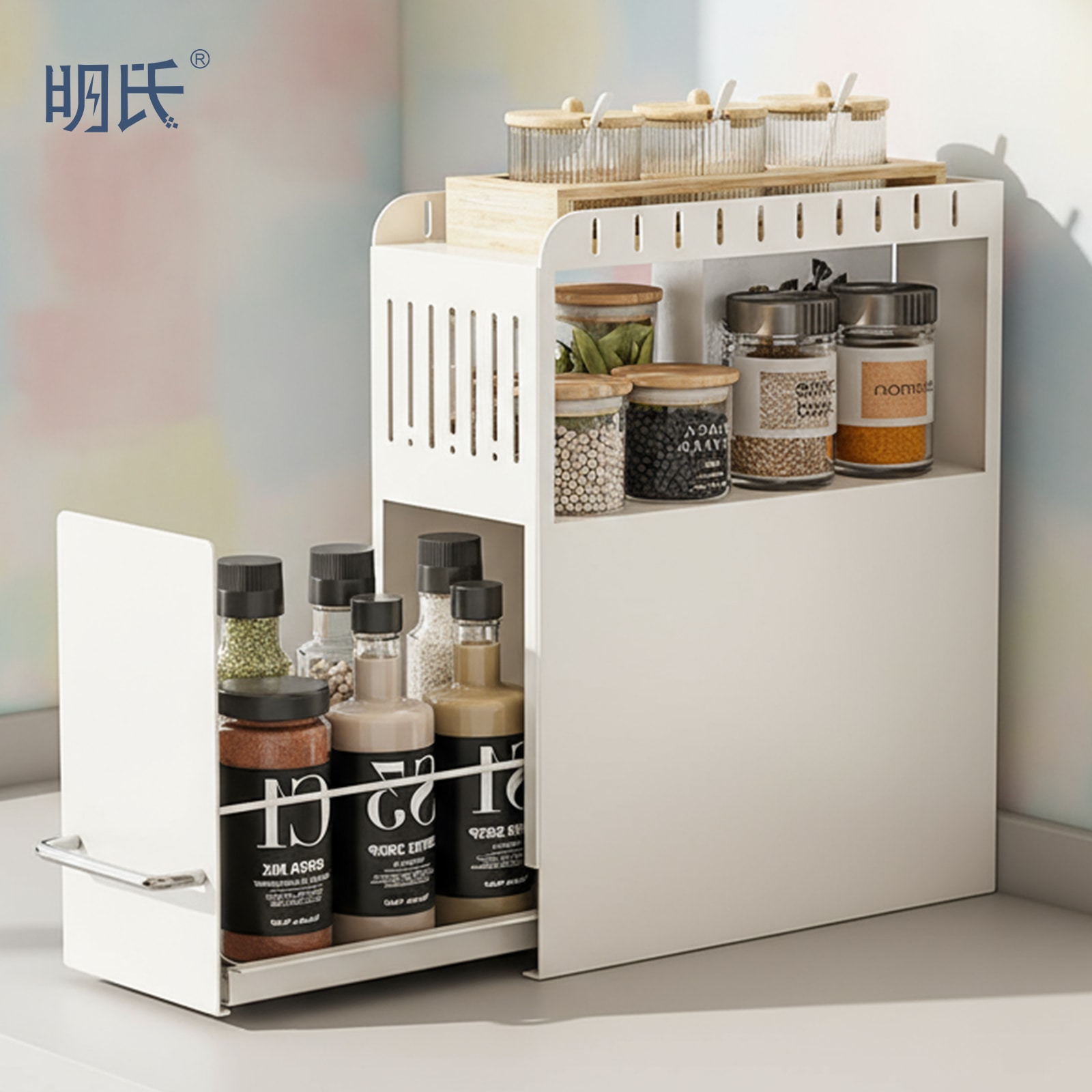 調味料ラック スパイスラック 大容量 調味料棚 キッチン調味料ラック 3段式 調味料収納 隠せる調味料ラック 省スペース 組み立てが簡単