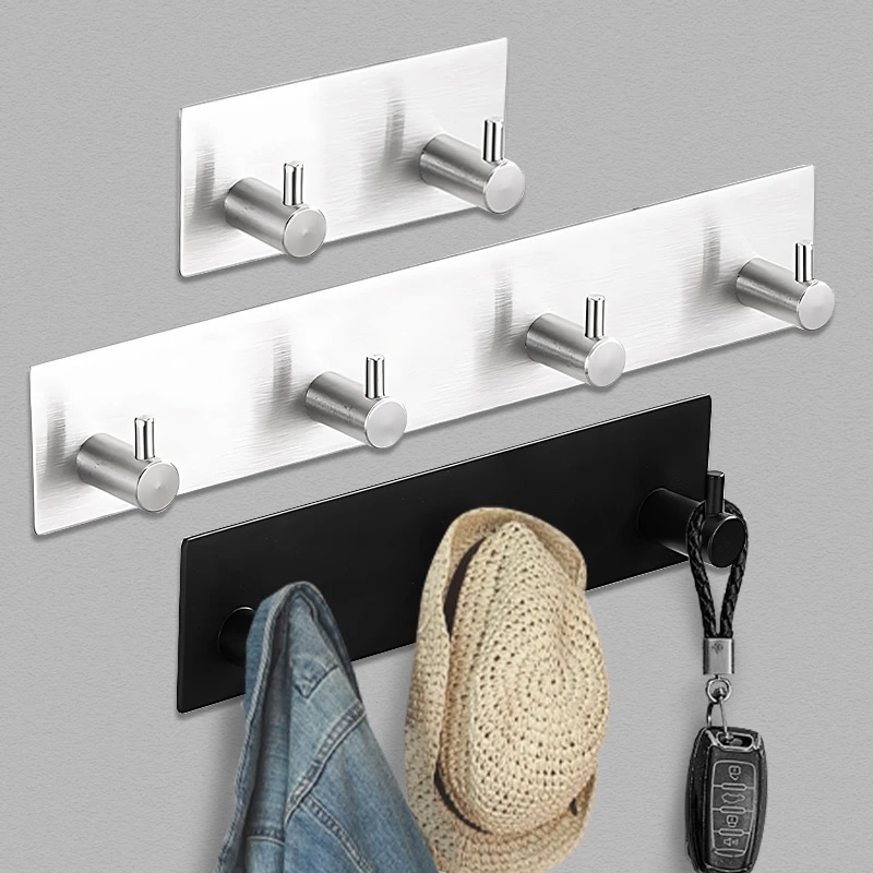 ステンレス鋼の壁のフック,粘着性,ノンパンチング,衣類のフック,キッチンのドア,多目的,家庭用収納