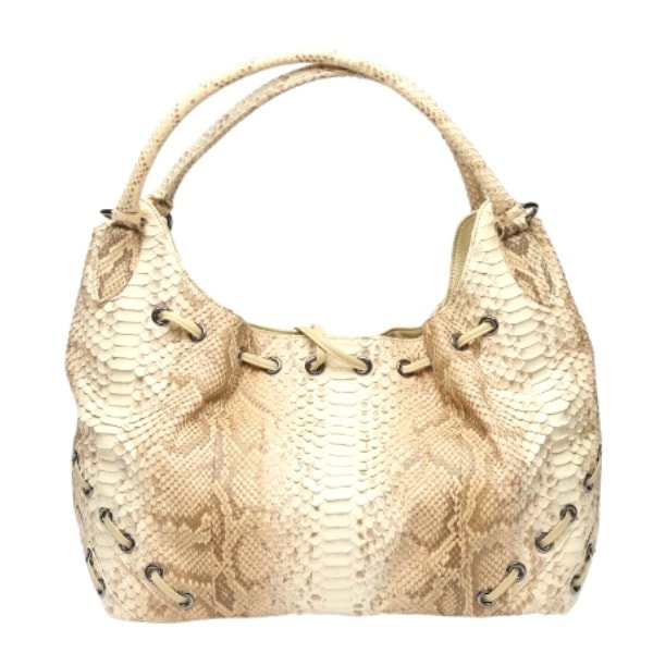 パイソンLB-2029 ダイヤモンドパイソン 訳あり グラデーションキャメルショルダーバッグ