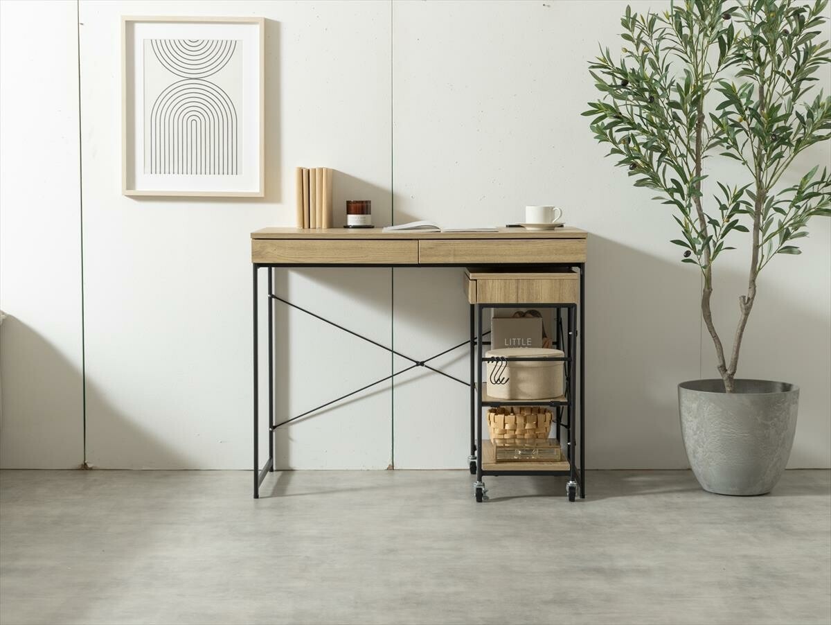 デスク 机 おしゃれ 90cm サイドラック付き2点セット 北欧モダン パソコンテーブル パソコンデスク ワークデスク pcデスク 学習机 勉強机 26,364円