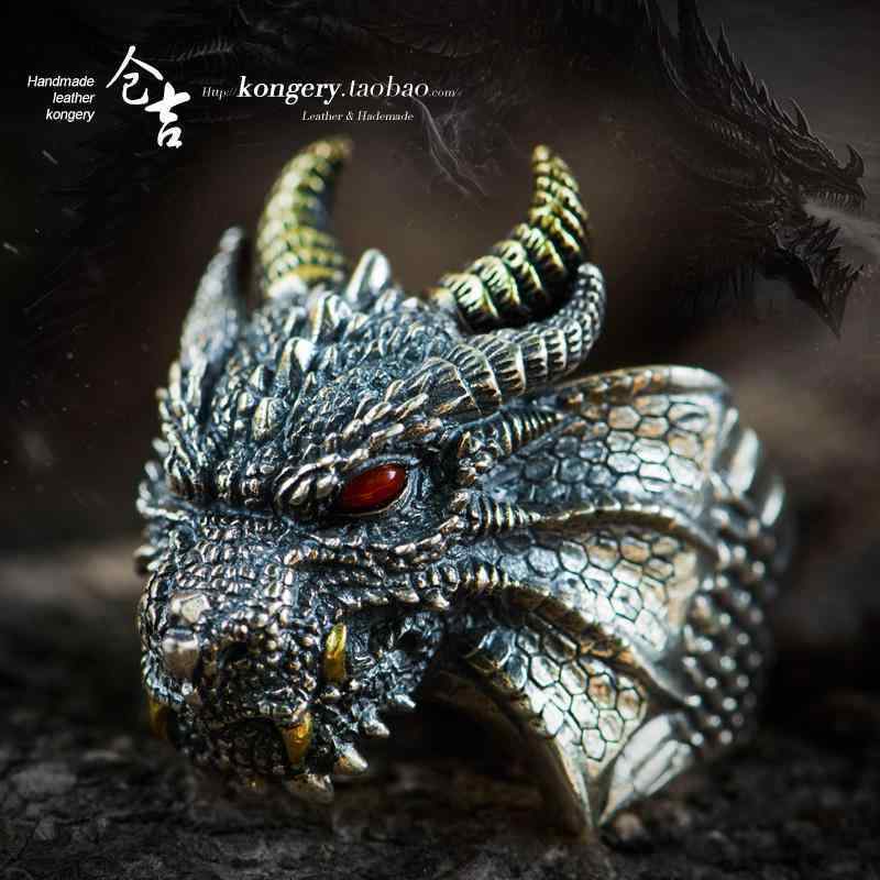 指輪 リング かっこいい リング シルバー 彫刻 ドラゴン レトロ メンズ ギフト シルバージュエリー リング アクセサリー