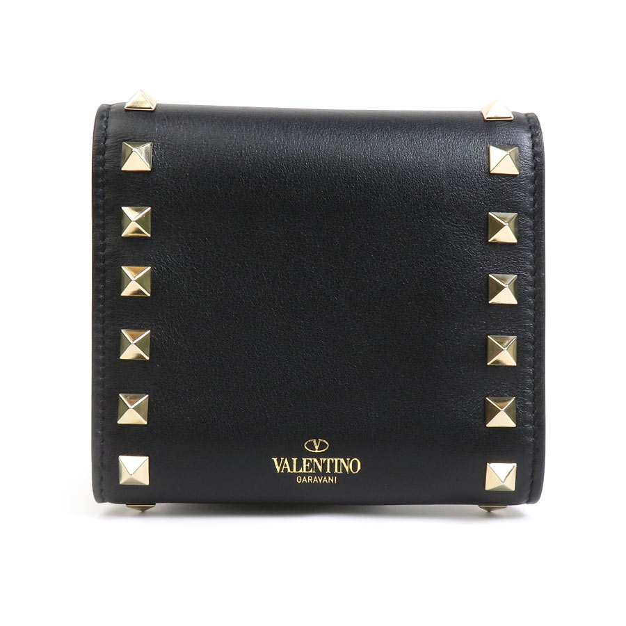 ヴァレンティノ ガラヴァーニ Valentino Garavani 三つ折り財布 レザー ブラック レディース h30635g