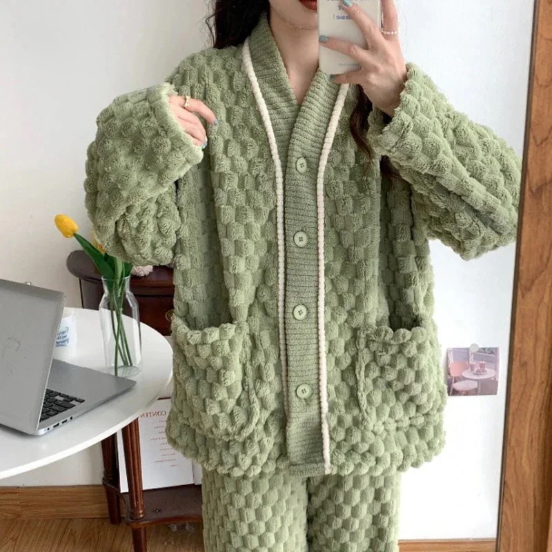 柔らかい ホームウェア フランネル コーラルフリース ウォーム 可愛い カジュアル パジャマ おしゃれ 柔らかい スイート