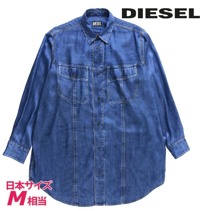 シャツワンピース レディース C-EJA デニム風デジタルプリント トロンプルイユ die-l-t-f8-3fm