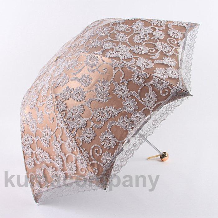 夏 日傘 UVカット 紫外線対策 遮光 遮熱 折りたたみ傘 レディース おしゃれ 晴雨兼用 3段折りたたみ傘 レース刺繍柄日傘 雨傘 折りたたみ 上品