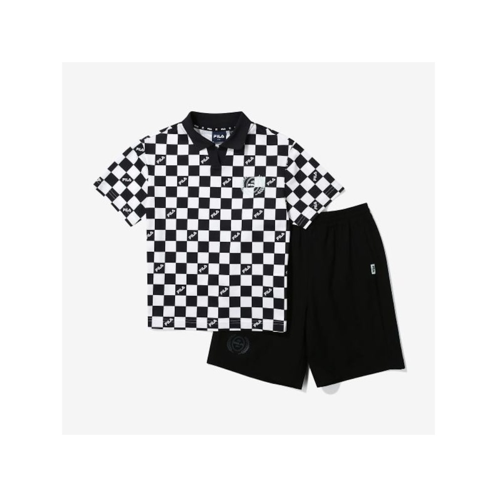 [FILA KIDS] チェッカーボードカラティセットアップ (FK2FSG2205M_BLK) Q0ZFK2FSG2205MBLK