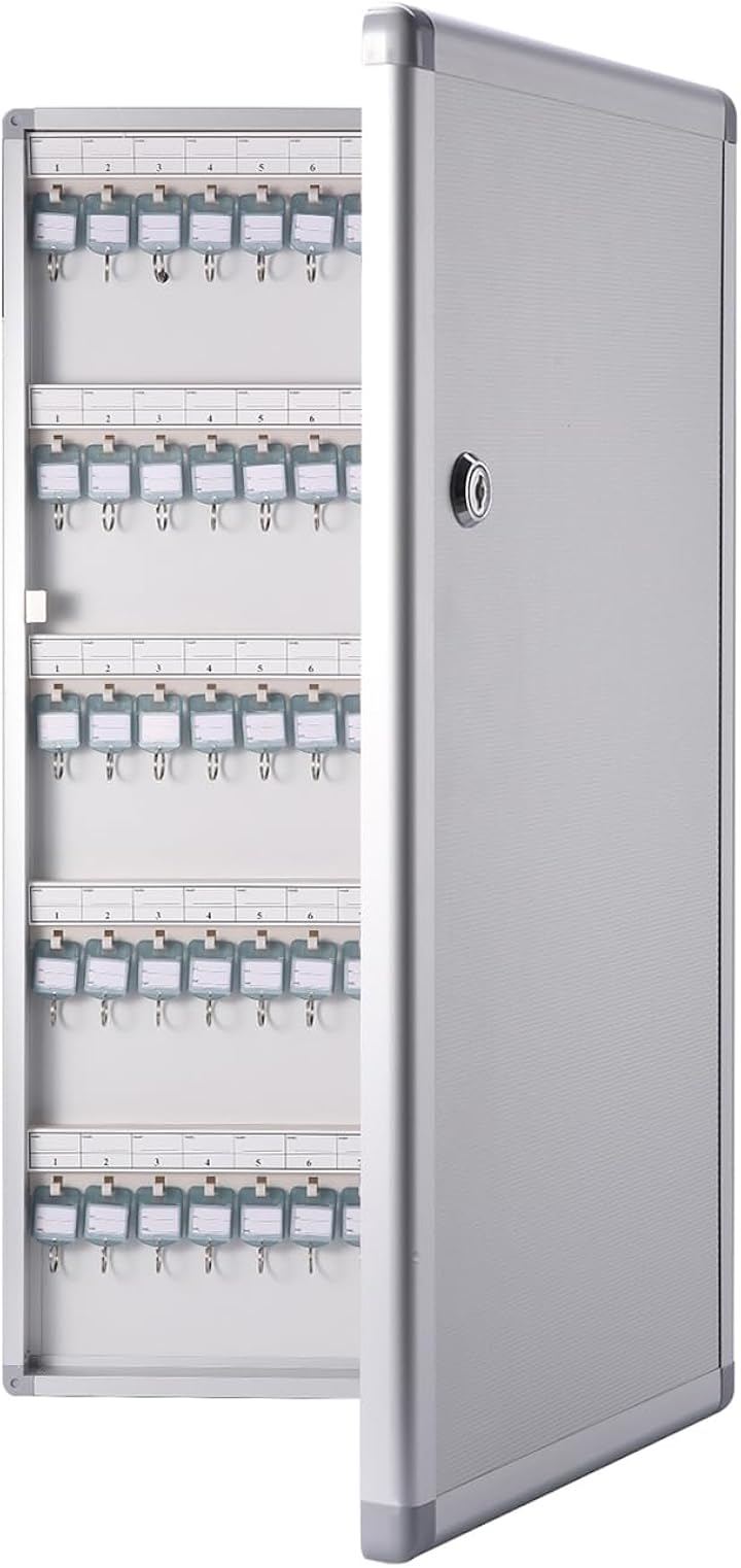 キーボックス 壁掛け keybox 鍵収納 ロック付き 会社 事務所 業務用 オフィス (グレー, 120個収容)