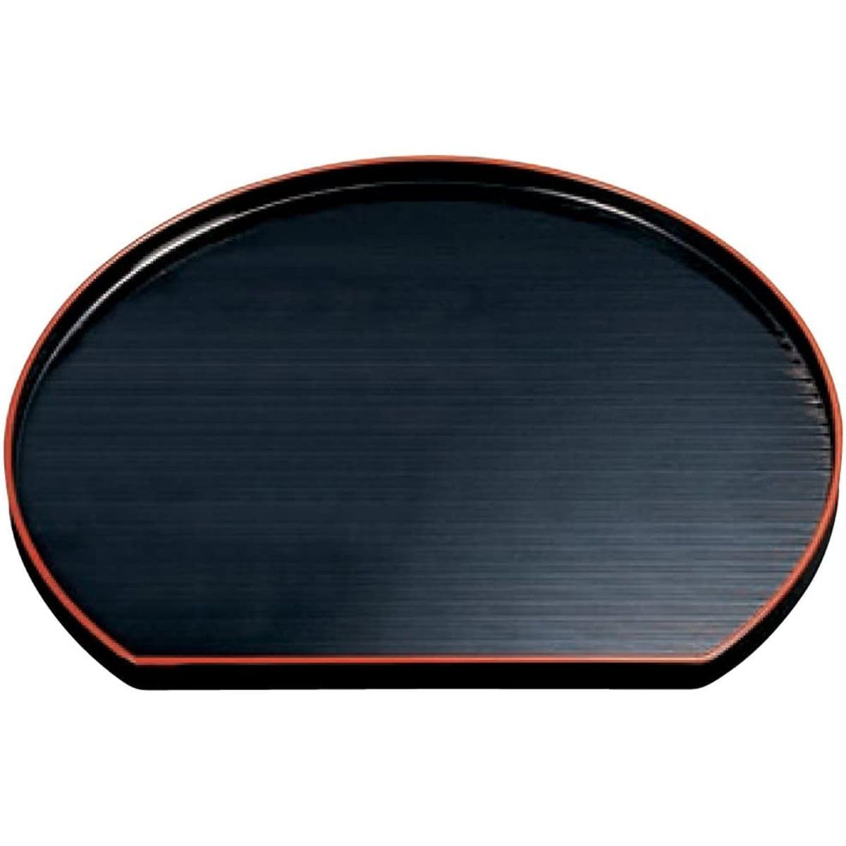 ジェイキッチンズ(J-kitchens)お盆 トレー 木製尺 1千筋半月 盆 ( お盆 ) 黒天朱 日本製 163