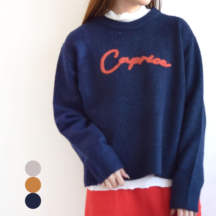 ニット レディース ロゴ トップス ロゴ プルオーバー ニットウェア セーター 長袖 長そで クルーネック秋 冬 ゆるカジ カジュアル ナチュラル シンプル 4666317