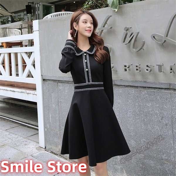 キレイめ スーツワンピース 入学式 フォーマル 黒ワンピース 膝丈 レディース ワンピース 長袖 ワンピース パーティドレス ワンピ ドレス 30代40代