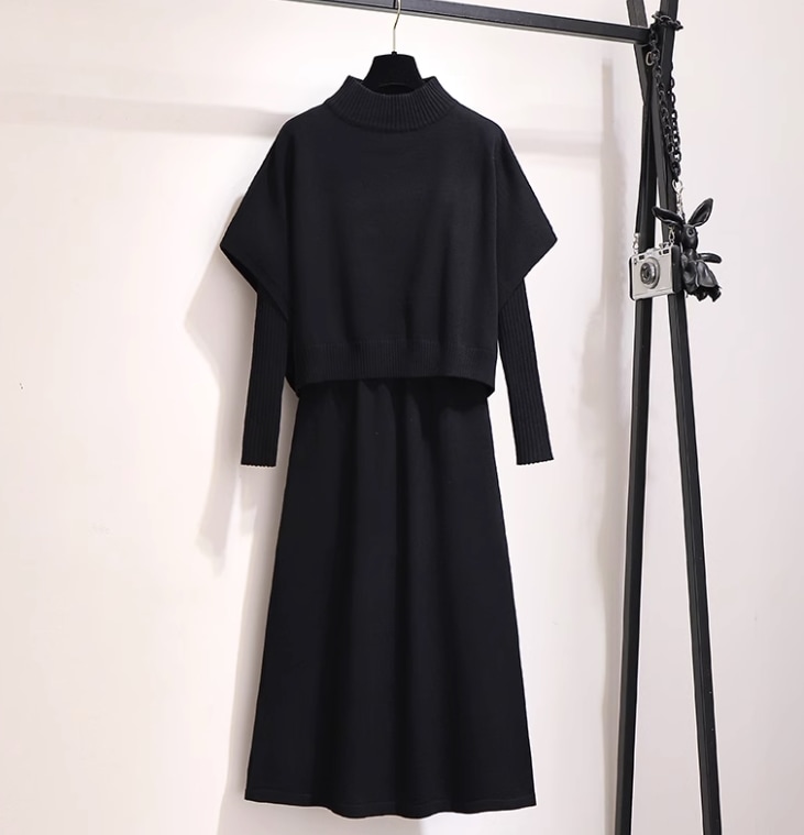 レディース トップス ワンピース ニット セットアップ ミモレ 半袖 長袖 ハイネック セミフレア Aライン きれいめ シンプル 上品 おしゃれ かっこいい クール モード系 エレガント 主役級 7,720円