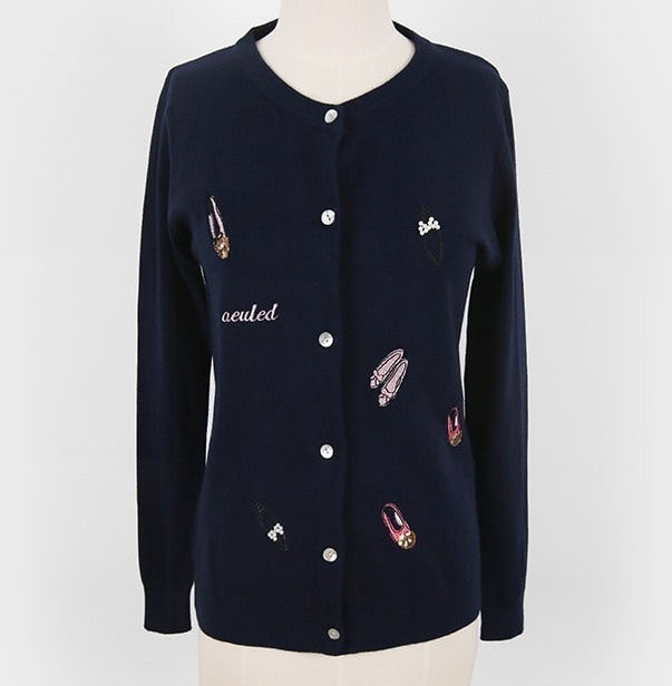 5147.ビジュー刺繍カーディガン（ネイビー）2019 春夏 sale 春夏 sale アウター ジャケット 美ライン おしゃれ カジュアル 長袖 オフィス ビジネス お出かけ 女子会 普段使い 通勤