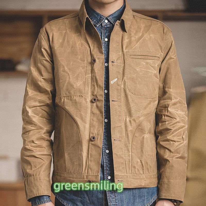 ワックスコットン ワークジャケット シワ感 防風 アウトドア 保温 ライダースジャケット ビンテージ かっこいい メンズ ジャケット 5,374円