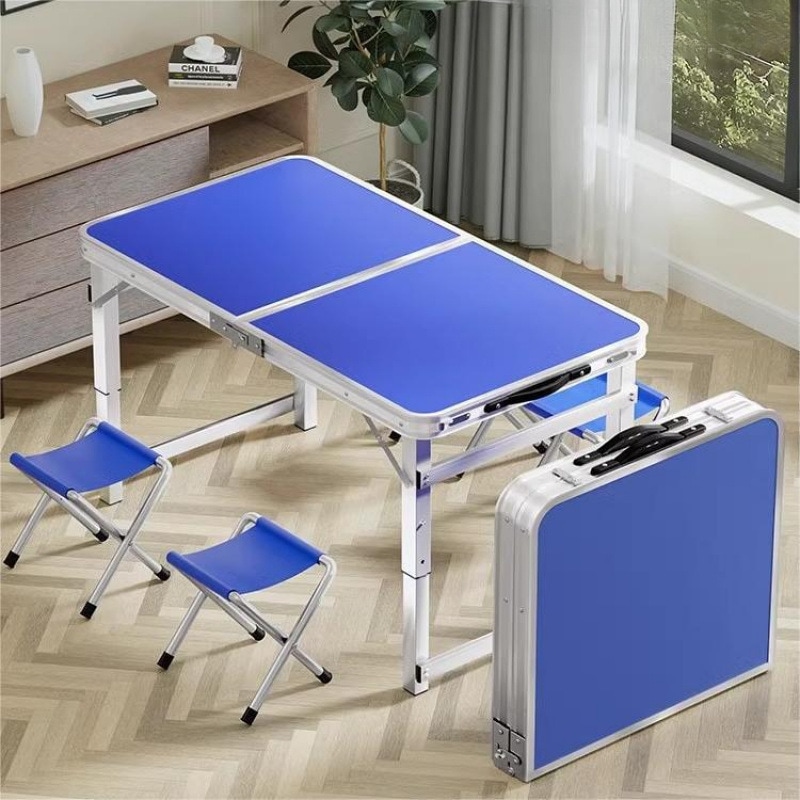 11 屋外アルミニウム合金折りたたみテーブルと椅子ポータブルテーブルナイトマーケットストールテーブル広告テーブル r n1001-正方形のチューブ規則モデル[100*50]青いシングルテーブル r