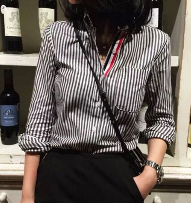 トップス デート モテアイテム シャツ ブラウス ストライプ コットン 大人可愛い きれいめ 上品 おしゃれ かっこいい 大人可愛い ラブリー キュート ガーリー クール モード系 セクシー