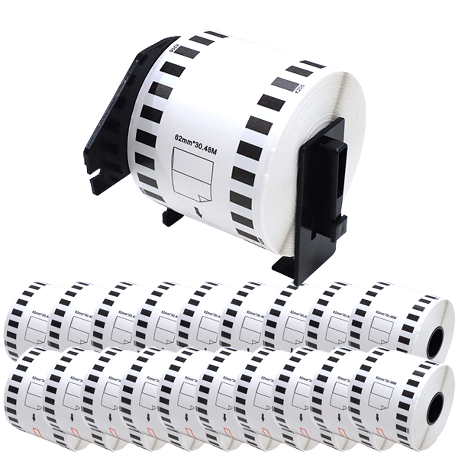 ブラザー用 ピータッチ DKテープ (感熱紙) DK-2205 互換品 長尺紙テープ(大) 蛍光増白剤不使用 白 62mm×30.48m 20個セット+ホルダー1個 8,628円