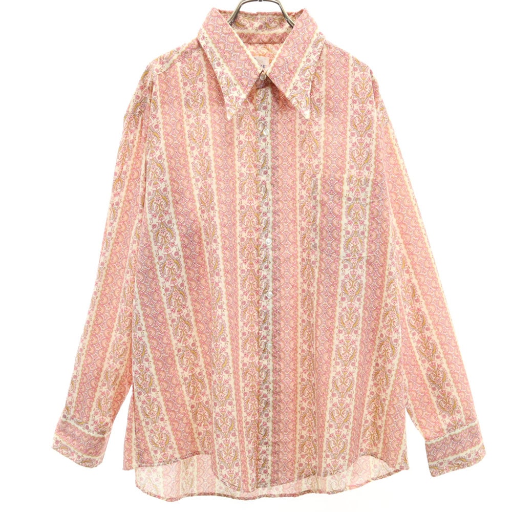 WESTVALE 70s 花柄 長袖 シャツ XL ピンク 他 オールド ヴィンテージ メンズ