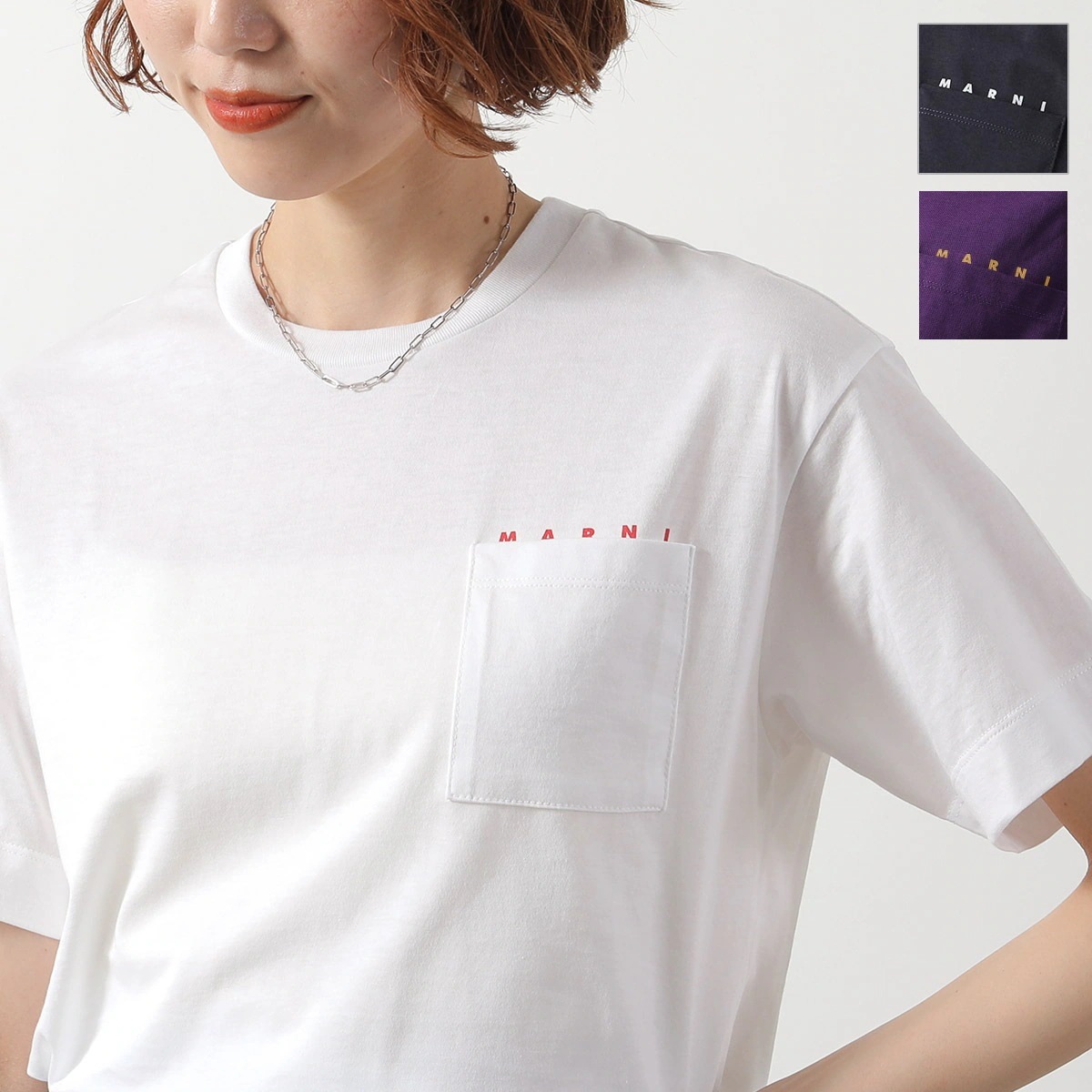 MARNI KIDS マルニ キッズ Tシャツ M01415 M00RF レディース ガールズ 半袖 カットソー 胸ポケット クルーネック ロゴT カラー3色