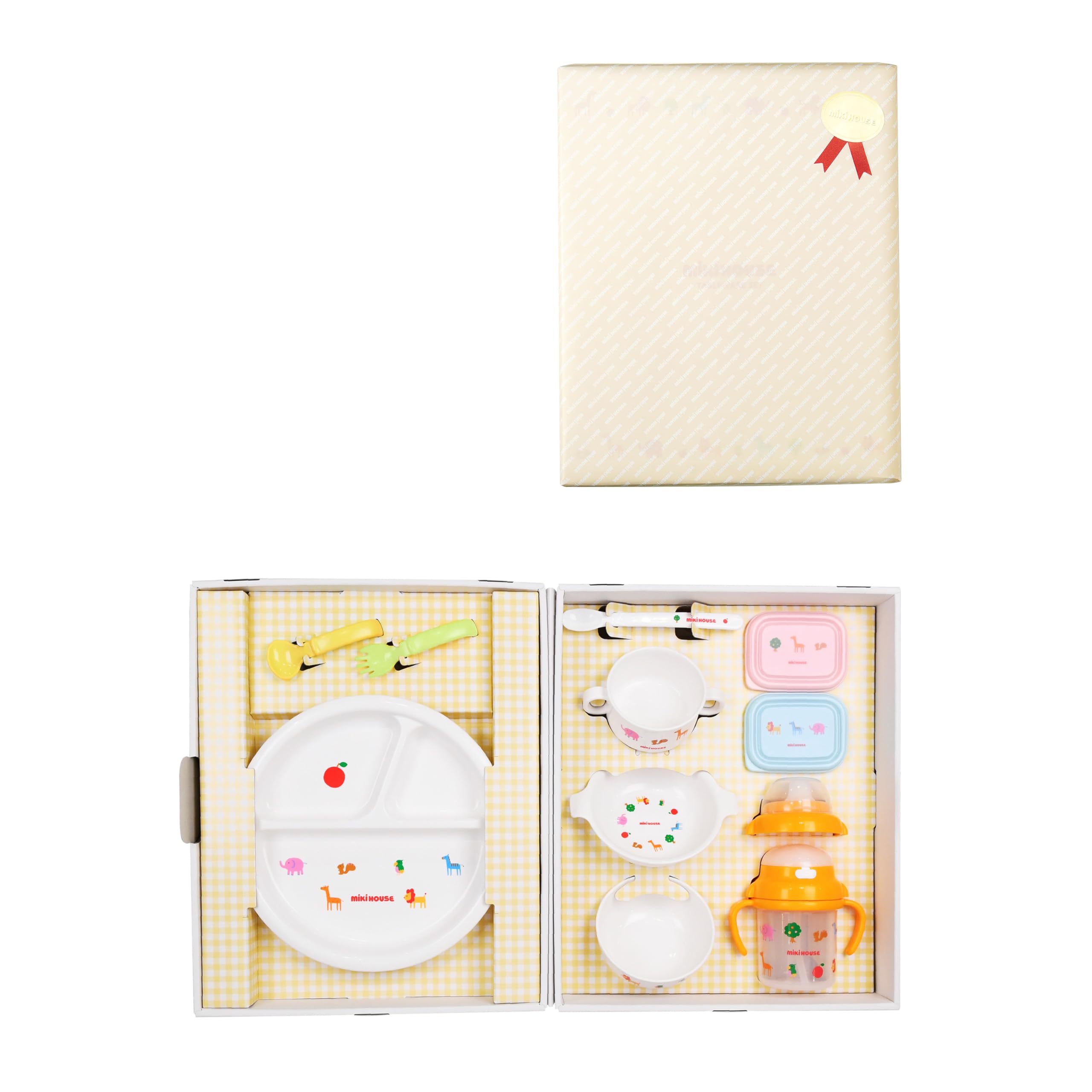 [ミキハウス] テーブルウェアセット 【ラッピング済】 ご出産祝い ベビー食器セット 日本製 離乳食 男の子 女の子 ベビー キッズ 赤ちゃん ベビー服 子供服 ギフト 44-9989-685 白