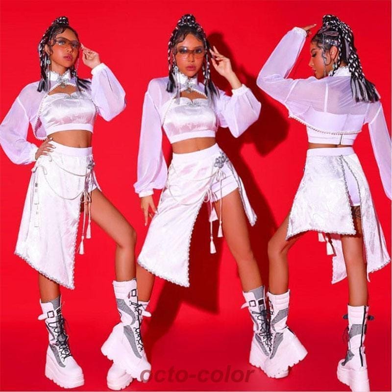 ダンス衣装 大人 レディース スカート ヒップホップ ダンス衣装 k-pop 韓国 原宿系 衣装 ds演出服 団体 練習着 舞台用 ダンス 応援団 レッスン着