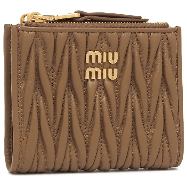 二つ折り財布 マテラッセ ブラウン ゴールド レディース MIU MIU 5ML024 AFPP F098L