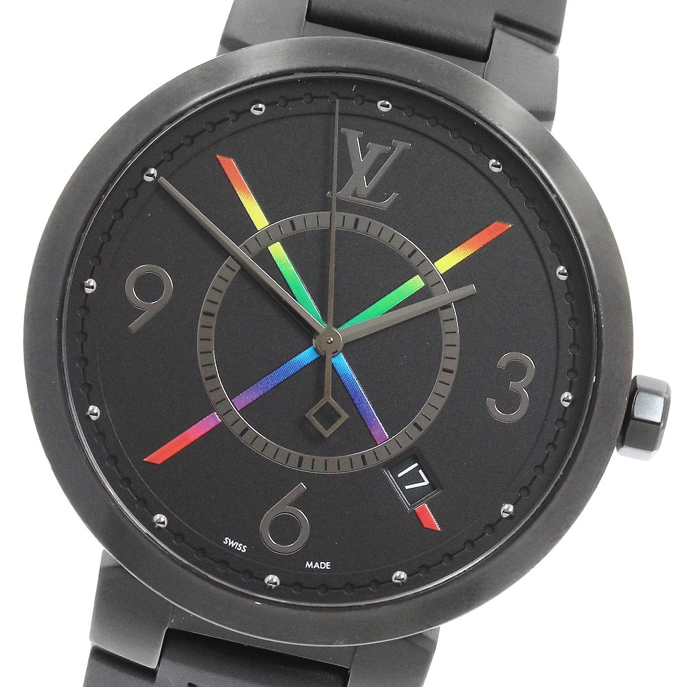 ルイ・ヴィトン LOUIS VUITTON QA113 タンブールスリム レインボー クォーツ メンズ _917662【中古】