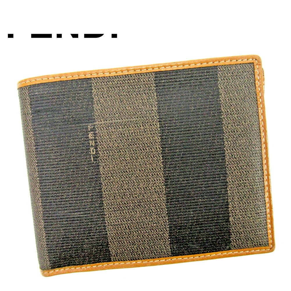 二つ折り財布 ペカン ベージュ ブラック レディース 中古