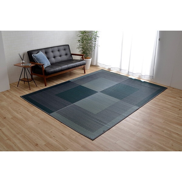 1050950193904 ラグ 長方形 夏用 ふっくら い草 シンプル ネイビー 191×250cm メーカー直送