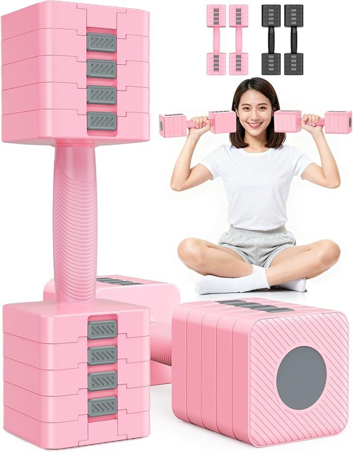 ダンベル 可変式 重さ調節可能可変式ダンベル 2個セット 筋トレ器具 ダンベルセット ホームジム 男女兼用 (ピンク, 5KGx2)