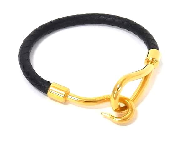 ブレスレット ジャンボ レザー - 編み込み ゴールド金具 ブラック バングル アクセサリー ブランド 小物 記念日プレゼント 誕生日 男女兼用 ギフト レディース メンズ【本物保証】