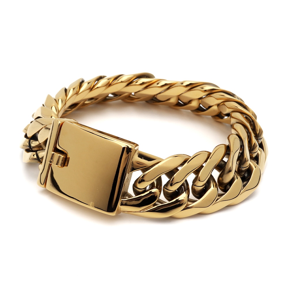 ステンレス ダブル喜平ブレスレットゴールド [b125-19mm] 8,712円