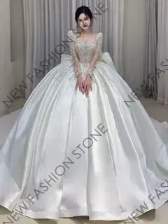 G 長袖ウェディングドレス花嫁2024新作ウェディングドレス27