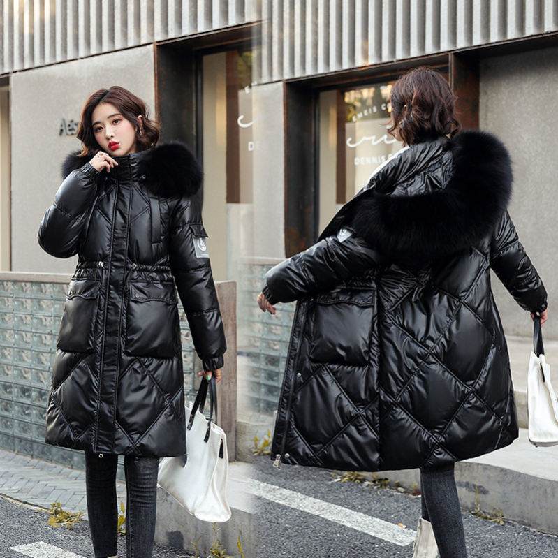 ダウンジャケット レディース ロングコート 光沢のある ジャケット 綿服 コート フード付き ファーコート aライン コート カジュアル パーカー 防寒コート 大きいサイズ 厚手 防寒着 おしゃれ 冬