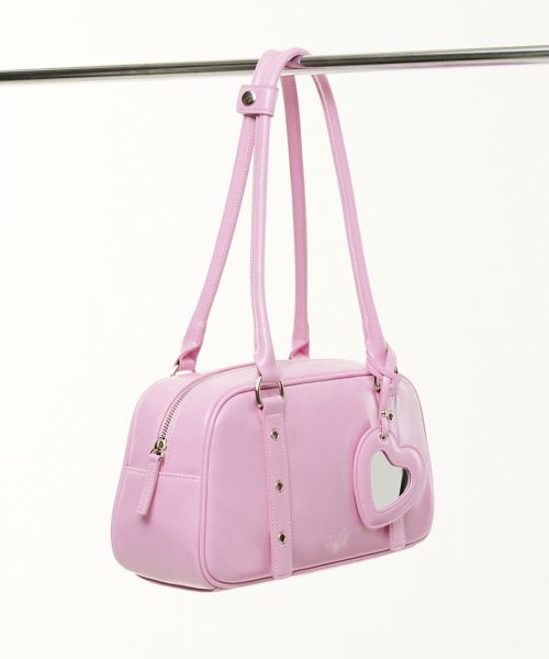 Heart Mirror Buckle Shoulder Bag _ Pink
