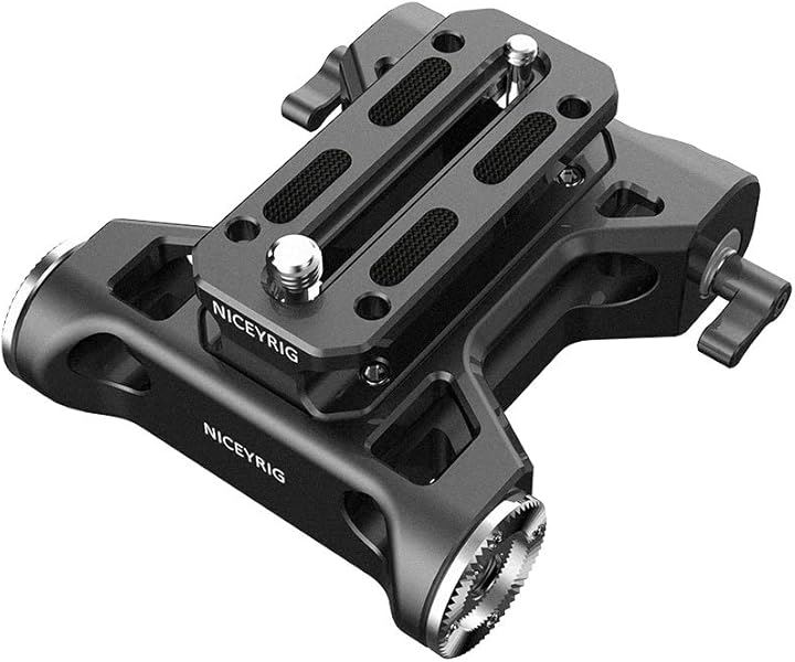 汎用ベースプレート クイックリリースクランプ 15mmロッドクランプ付き 1/4と3/8インチネジ穴付き ロッドサポート DSLR装備用 QRプレート ショルダー/三脚( ブラック)