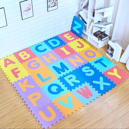 ジョイントマット 知育 英字 数字 パズルマット 防音 弾力良く 柔らかい ケガ クッションマット
