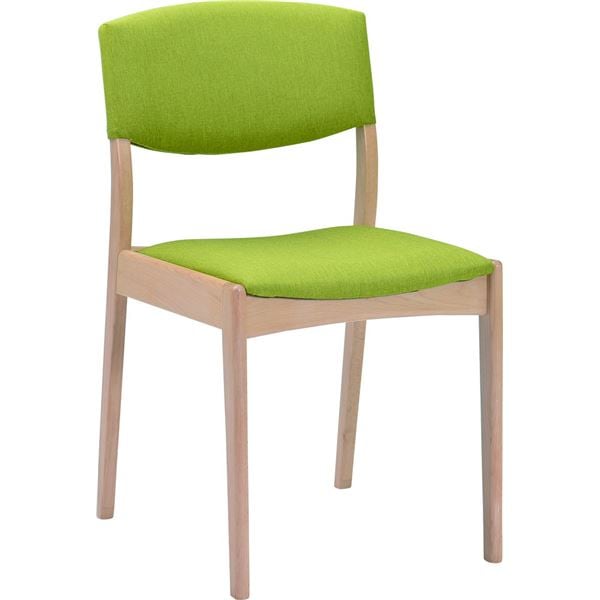 ダイニングチェア ファブリック 木製 2脚組 ナチュラル/グリーン [完成品] 50004048