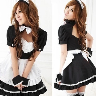日韓かわいい白黒メイド服コスプレレストラン制服アニメメイド服